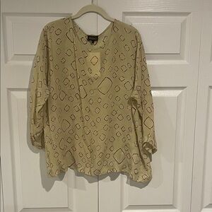 RAAG pale green with brown square Geometric Blouse